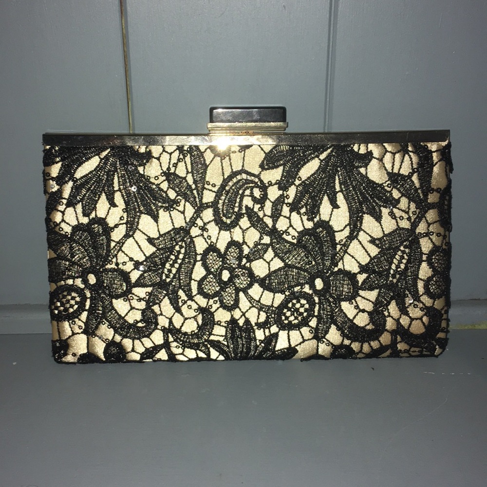 beautiful black and gold clutch